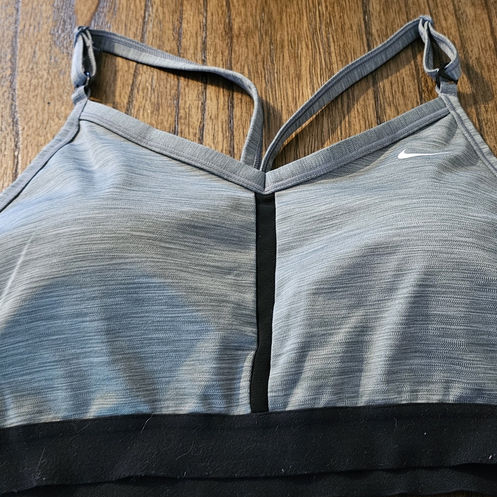 Nike Gray and Black Sports Bra with Adjustable Straps